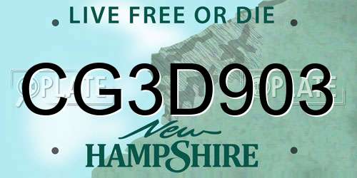 CG3D903 New Hampshire License Plate