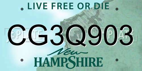 CG3Q903 New Hampshire License Plate