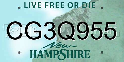 CG3Q955 New Hampshire License Plate