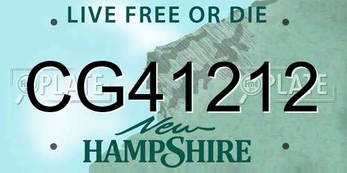 CG41212 New Hampshire License Plate