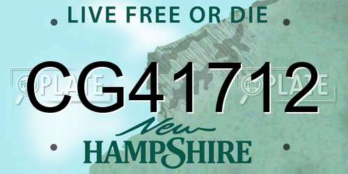 CG41712 New Hampshire License Plate