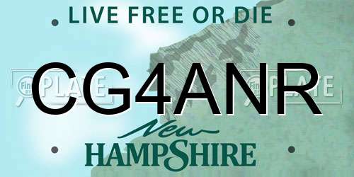 CG4ANR New Hampshire License Plate