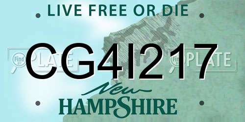 CG4I217 New Hampshire License Plate
