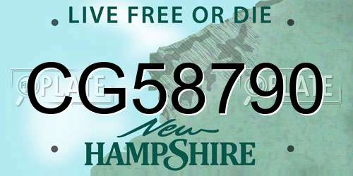 CG58790 New Hampshire License Plate