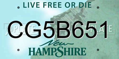 CG5B651 New Hampshire License Plate