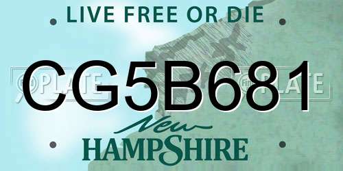 CG5B681 New Hampshire License Plate