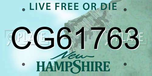 CG61763 New Hampshire License Plate