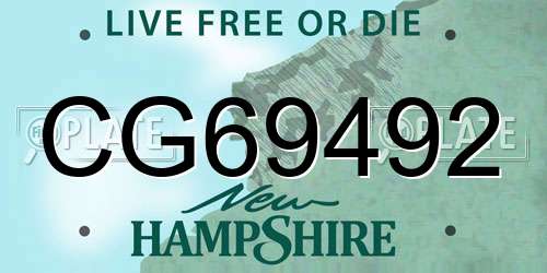 CG69492 New Hampshire License Plate