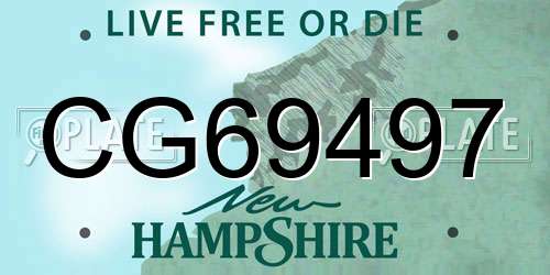 CG69497 New Hampshire License Plate