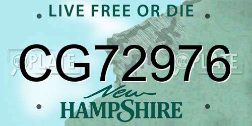 CG72976 New Hampshire License Plate