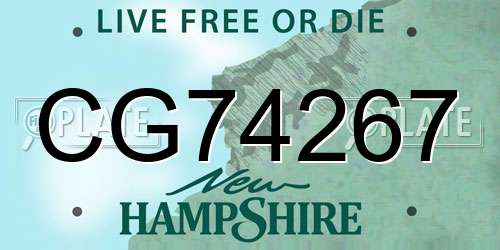 CG74267 New Hampshire License Plate