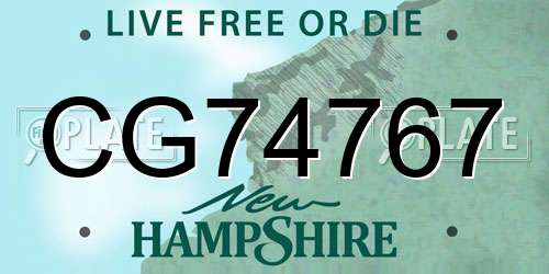 CG74767 New Hampshire License Plate