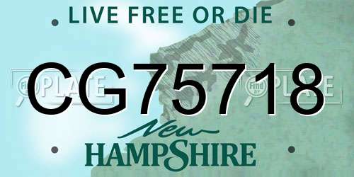 CG75718 New Hampshire License Plate