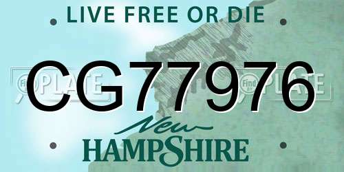 CG77976 New Hampshire License Plate