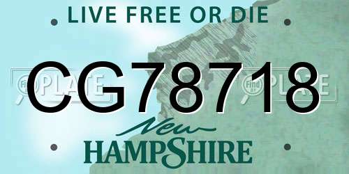 CG78718 New Hampshire License Plate