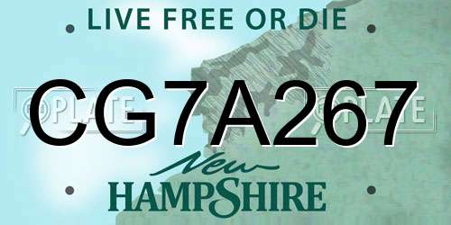 CG7A267 New Hampshire License Plate