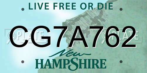 CG7A762 New Hampshire License Plate