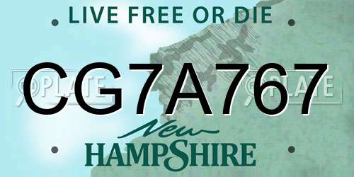 CG7A767 New Hampshire License Plate