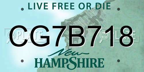 CG7B718 New Hampshire License Plate