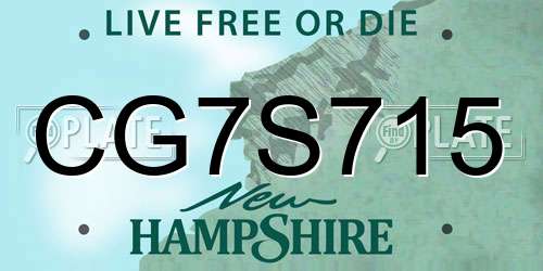 CG7S715 New Hampshire License Plate