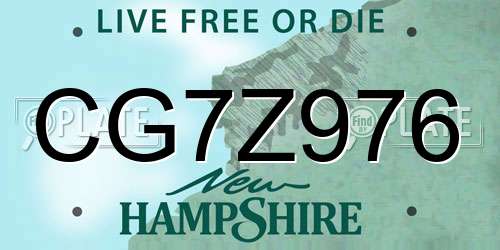 CG7Z976 New Hampshire License Plate