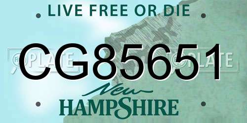 CG85651 New Hampshire License Plate