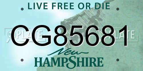 CG85681 New Hampshire License Plate