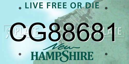 CG88681 New Hampshire License Plate