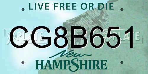 CG8B651 New Hampshire License Plate