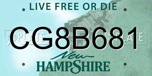 CG8B681 New Hampshire License Plate