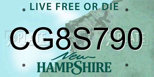 CG8S790 New Hampshire License Plate