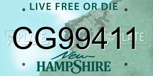 CG99411 New Hampshire License Plate