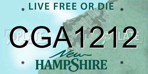 CGA1212 New Hampshire License Plate