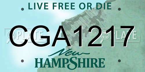 CGA1217 New Hampshire License Plate