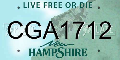 CGA1712 New Hampshire License Plate