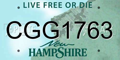 CGG1763 New Hampshire License Plate