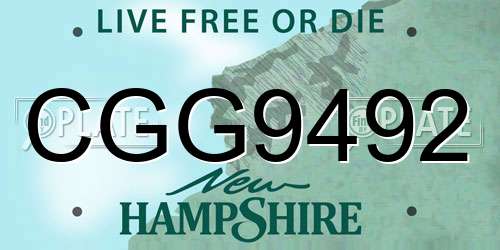 CGG9492 New Hampshire License Plate