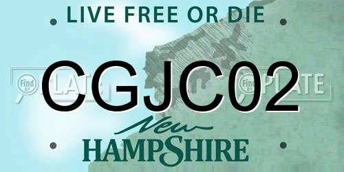 CGJC02 New Hampshire License Plate