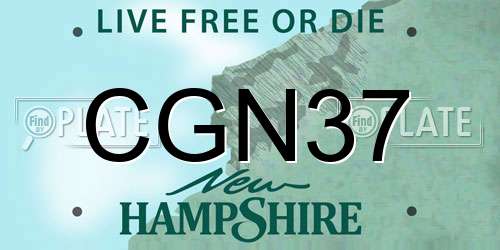 CGN37 New Hampshire License Plate