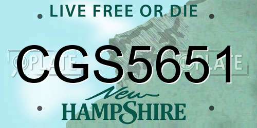 CGS5651 New Hampshire License Plate