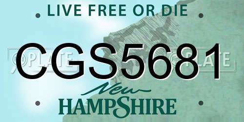 CGS5681 New Hampshire License Plate