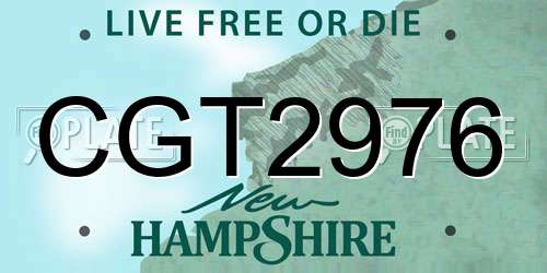 CGT2976 New Hampshire License Plate