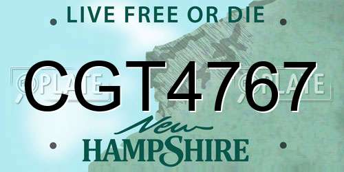 CGT4767 New Hampshire License Plate