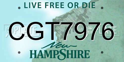 CGT7976 New Hampshire License Plate