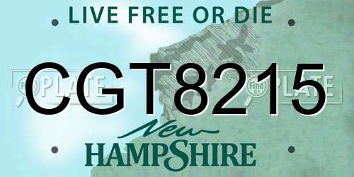 CGT8215 New Hampshire License Plate