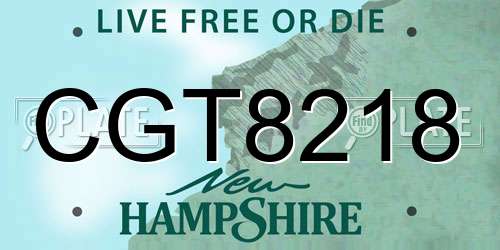 CGT8218 New Hampshire License Plate
