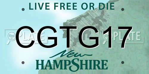 CGTG17 New Hampshire License Plate
