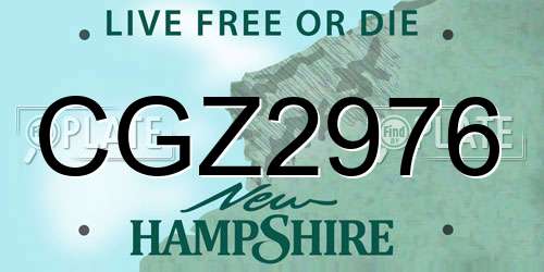 CGZ2976 New Hampshire License Plate