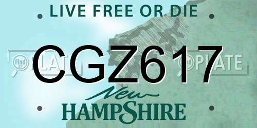 CGZ617 New Hampshire License Plate