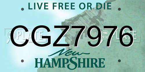 CGZ7976 New Hampshire License Plate